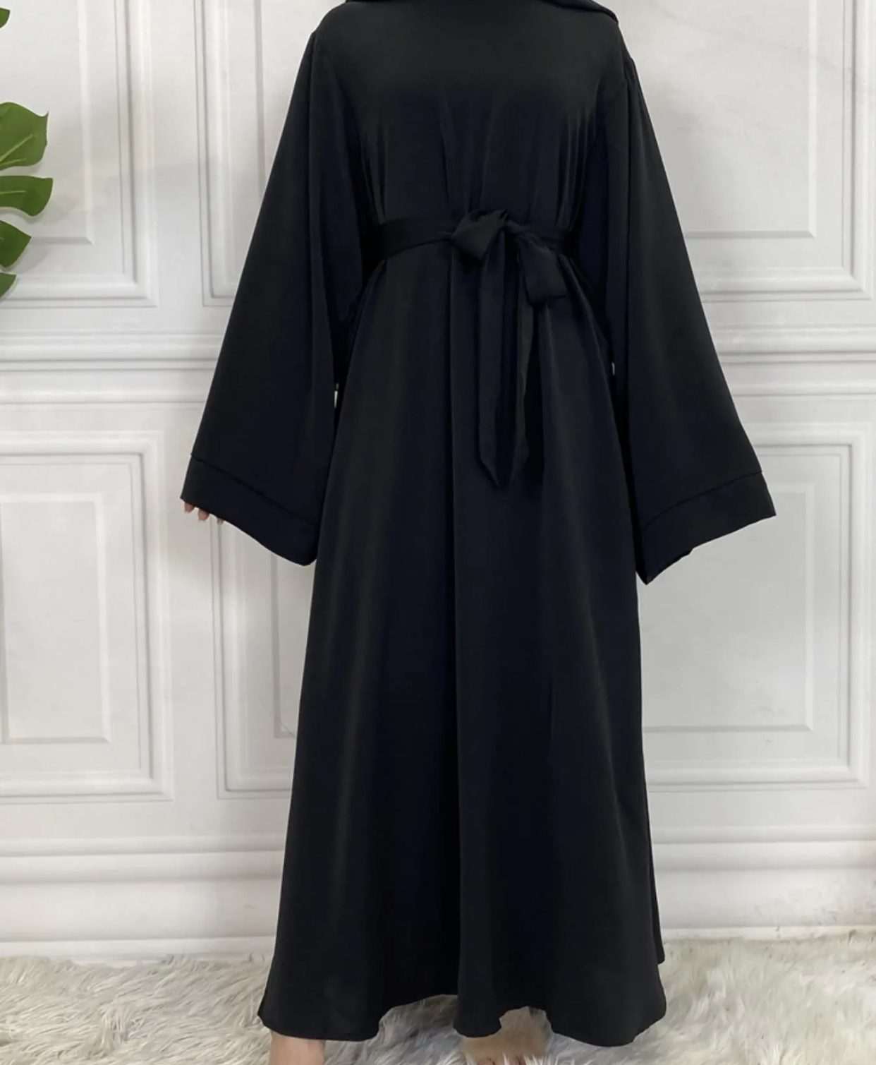 Black Nida Abaya With Belt