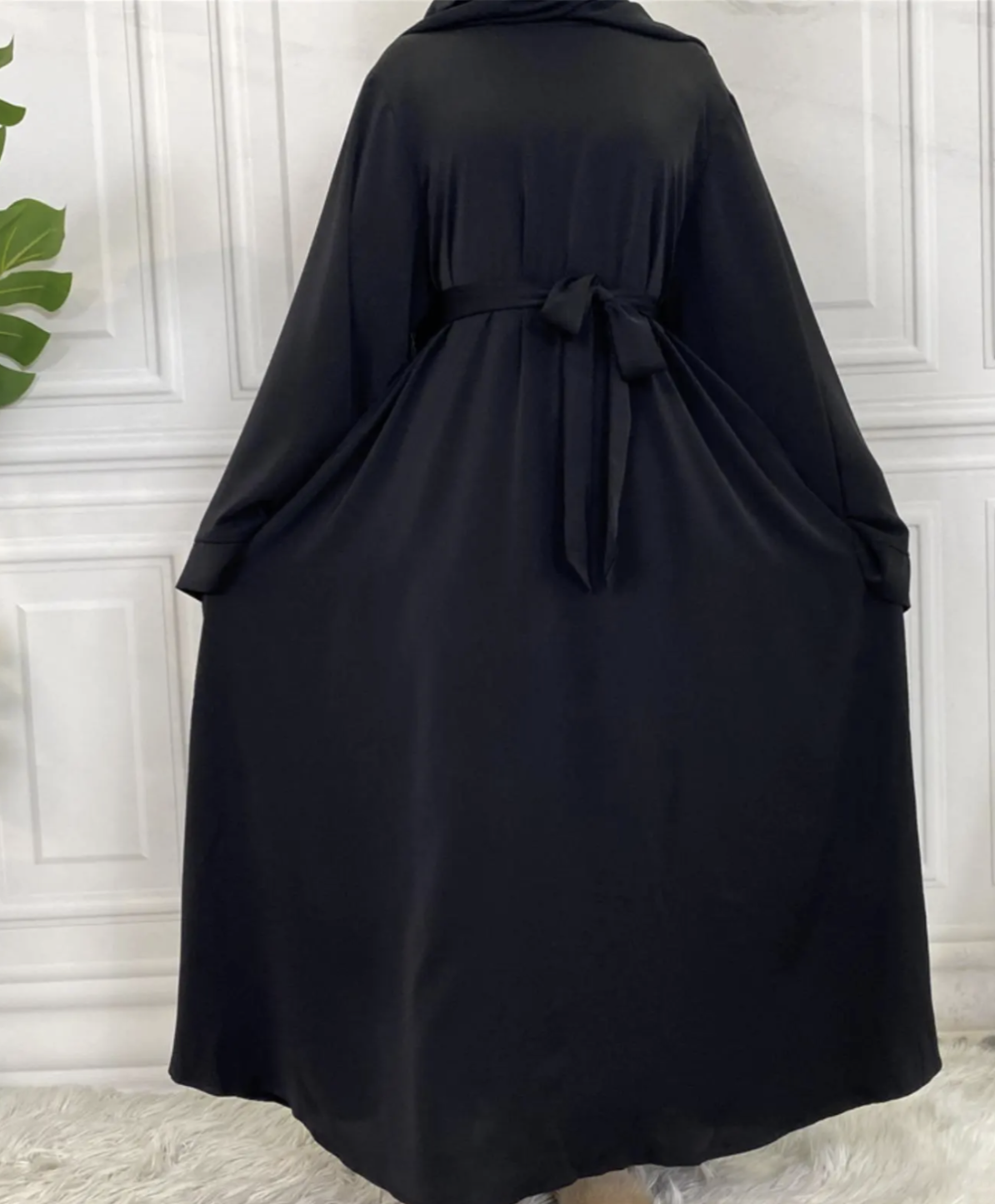 Black Nida Abaya With Belt