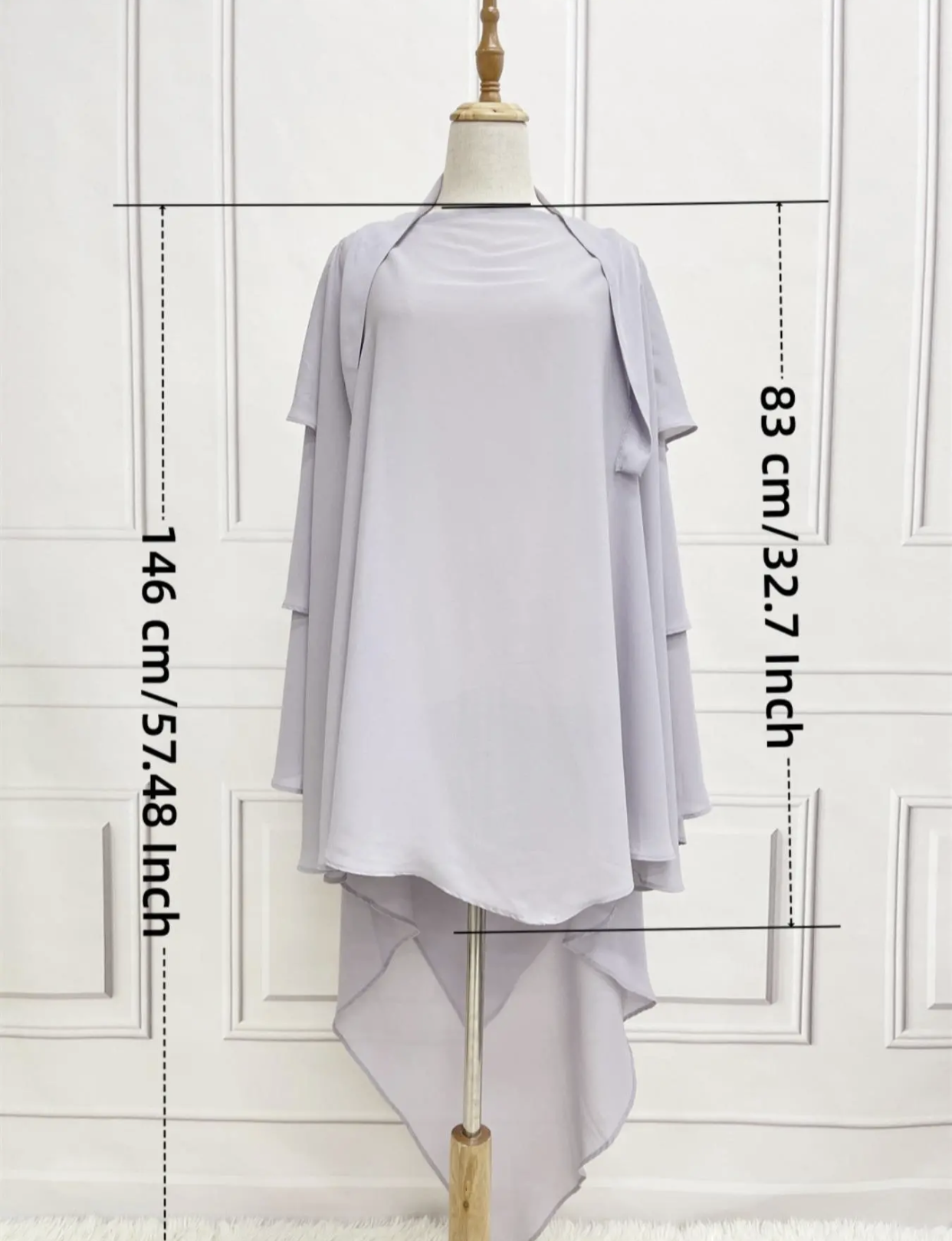 Grey Three Layered Khimar