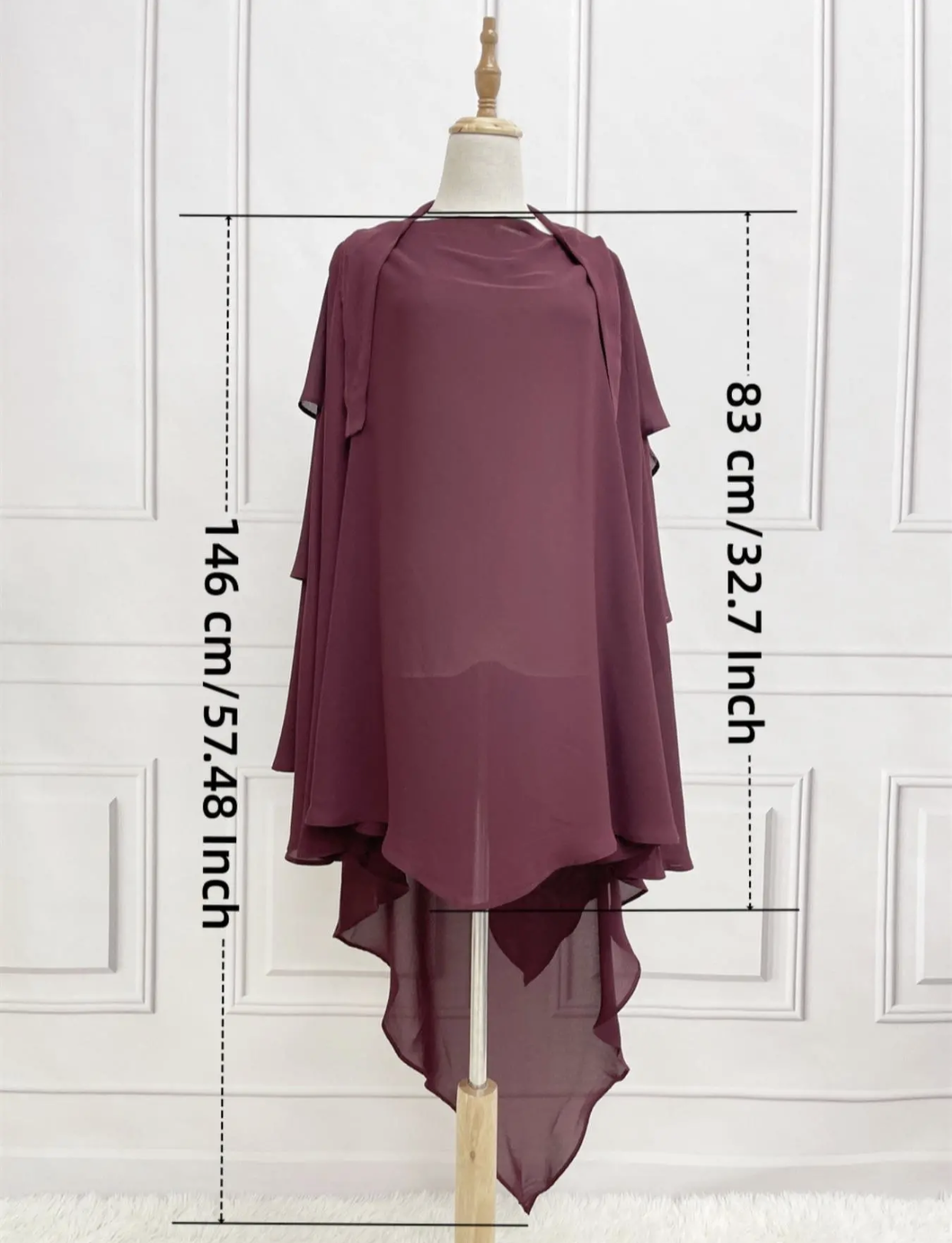 Dark Maroon Three Layered Khimar