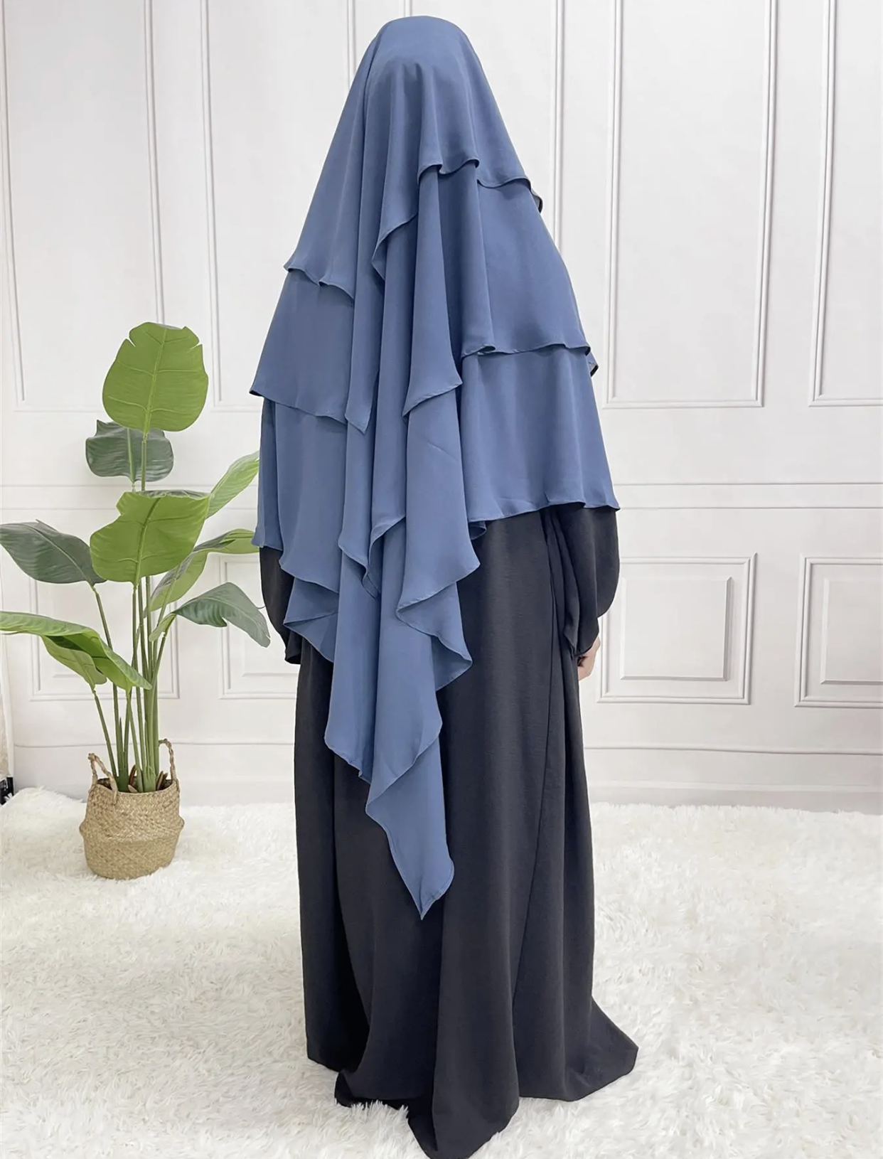 Blue Three Layered Khimar