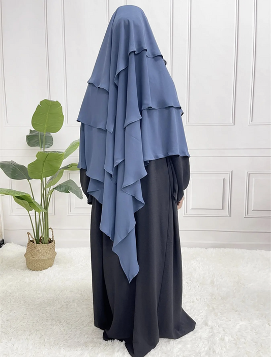 Blue Three Layered Khimar