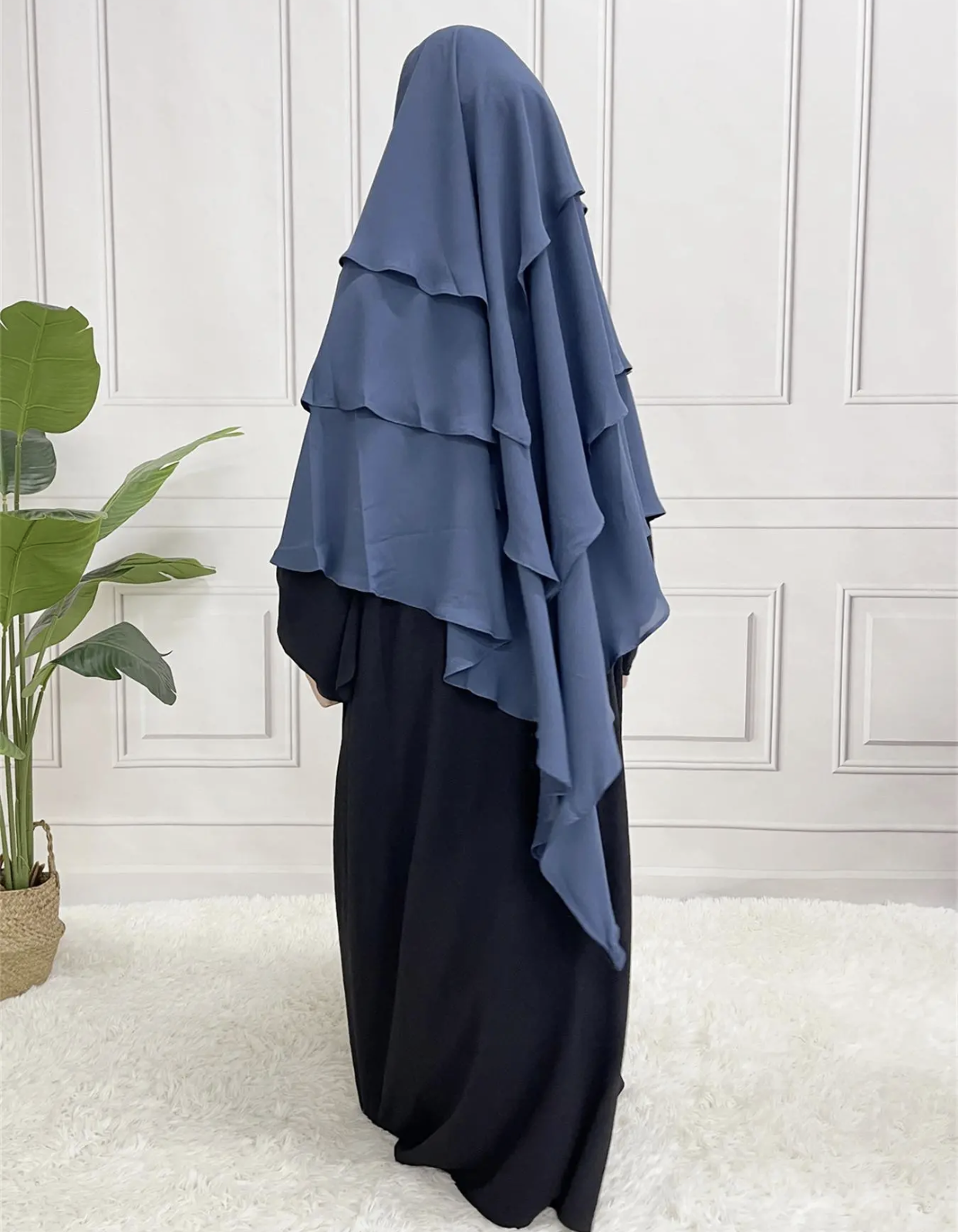 Blue Three Layered Khimar