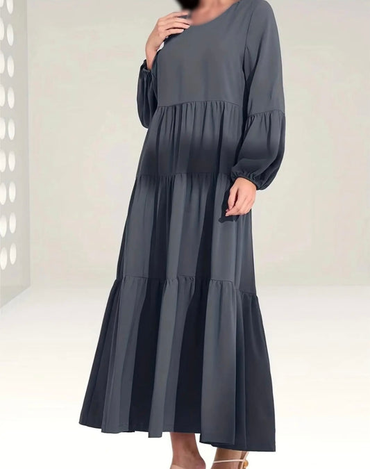 Grey Modest Abaya Dress