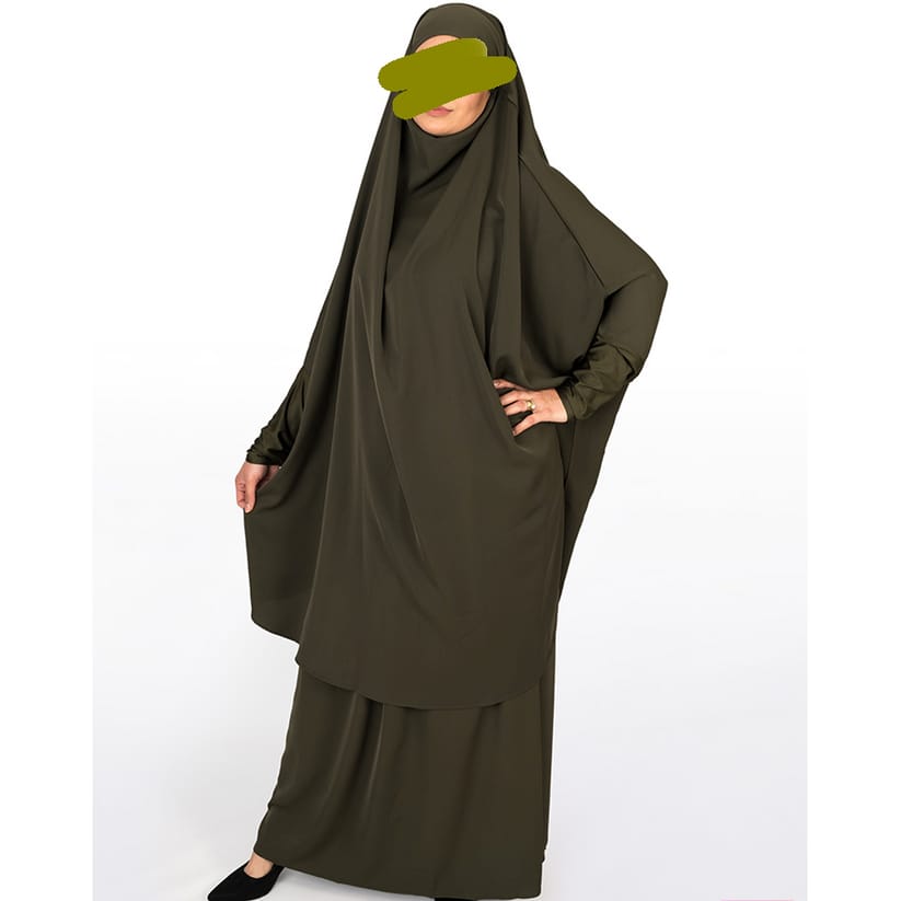 Army Green Lycra Sleeve Two Piece Jilbab