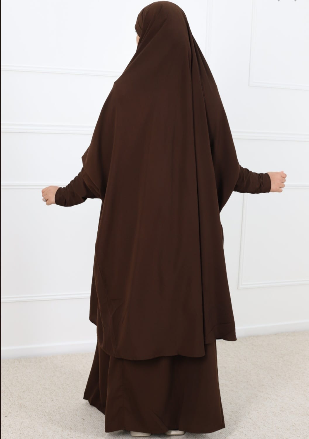 Coffee Brown Lycra Sleeve Two Piece Jilbab