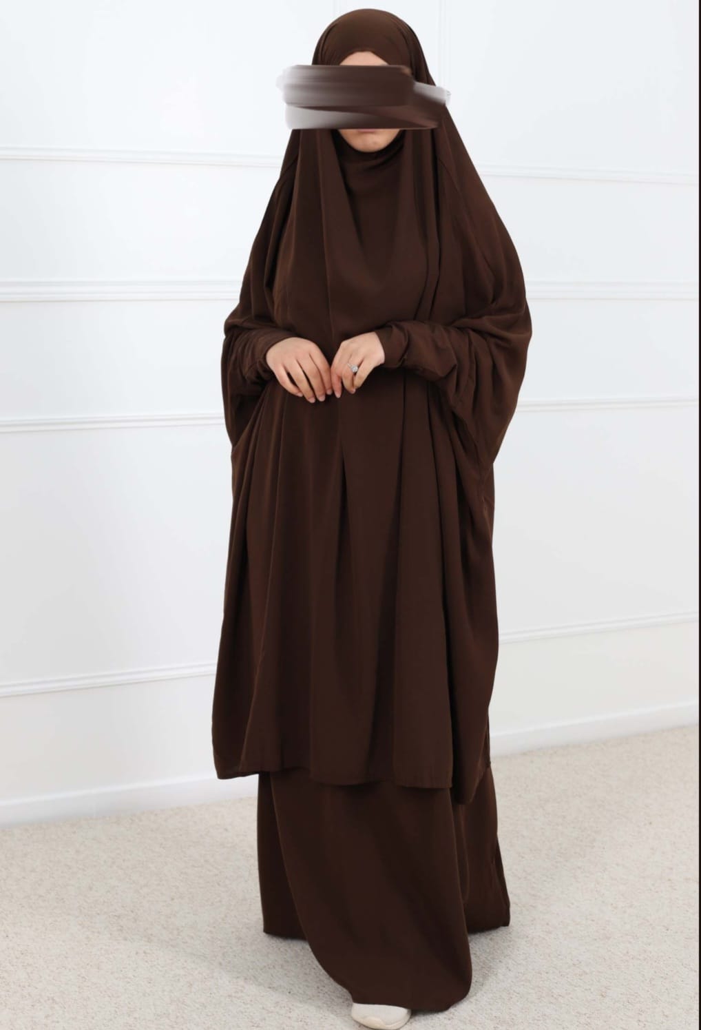 Coffee Brown Lycra Sleeve Two Piece Jilbab