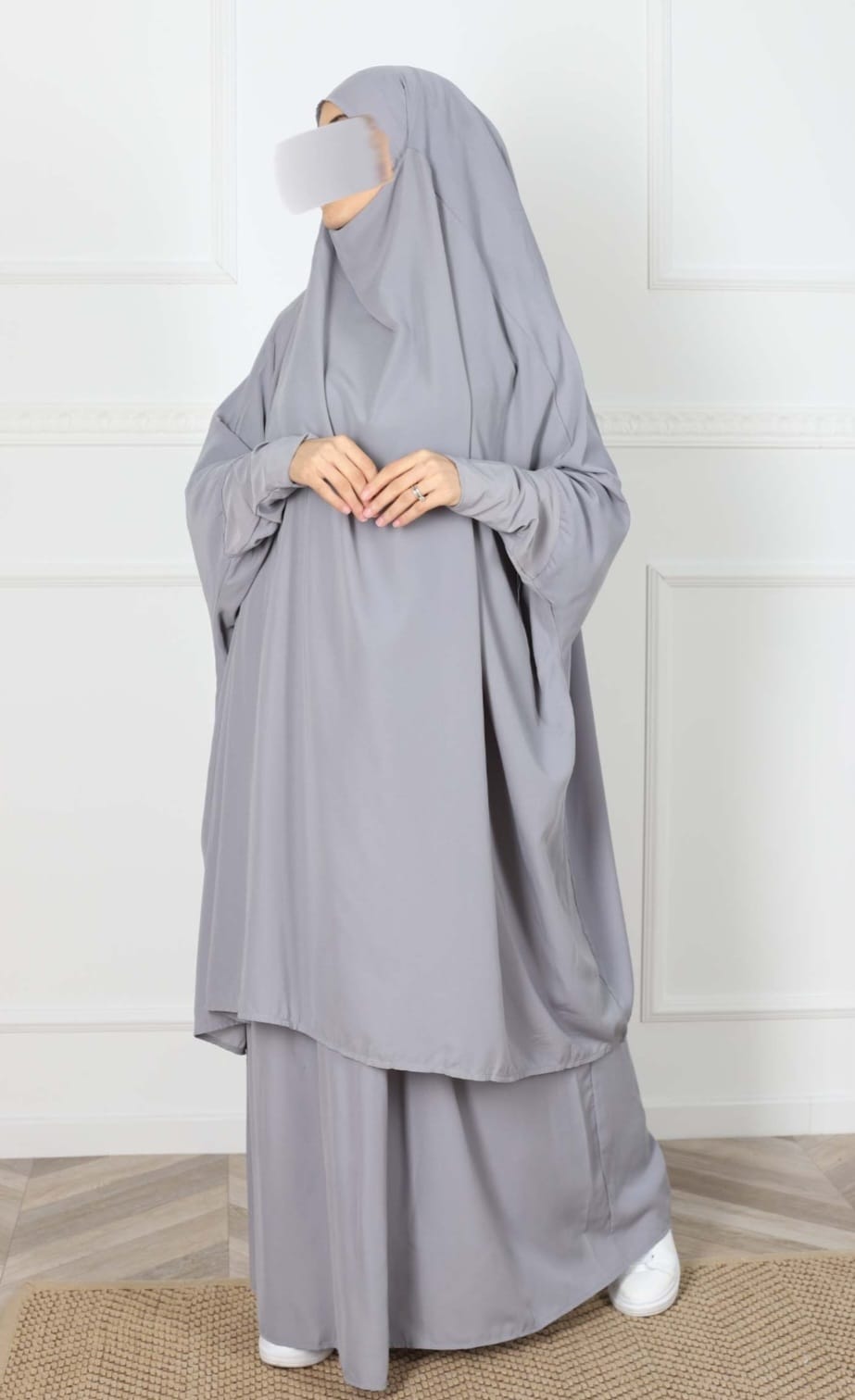 Grey Lycra Sleeve Two Piece Jilbab