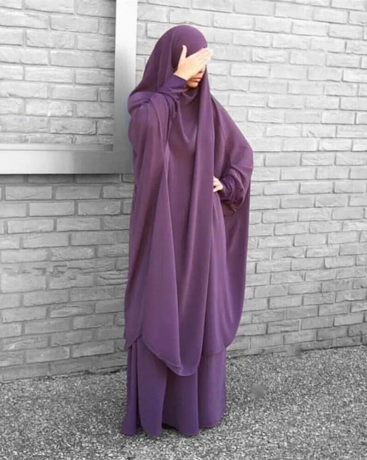 Purple Lycra Sleeve Two Piece Jilbab