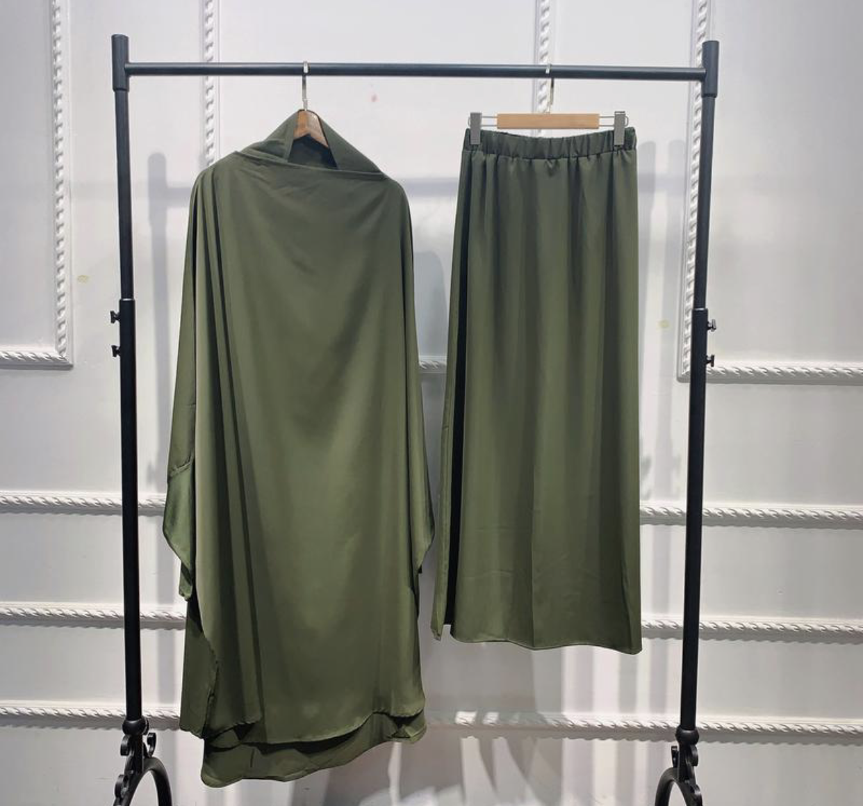 Army Green Lycra Sleeve Two Piece Jilbab