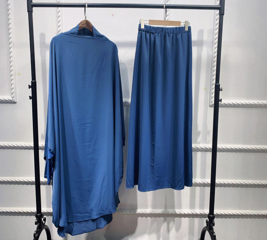 Blue Lycra Sleeve Two Piece Jilbab