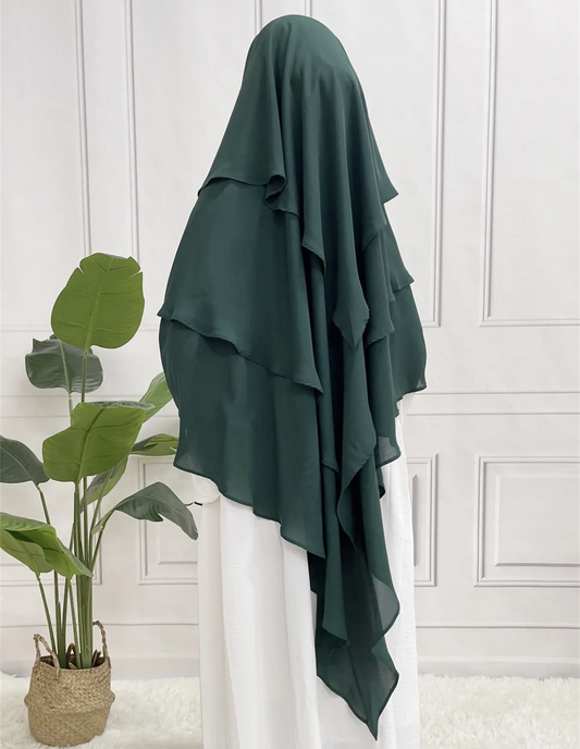 Green Three Layered Khimar