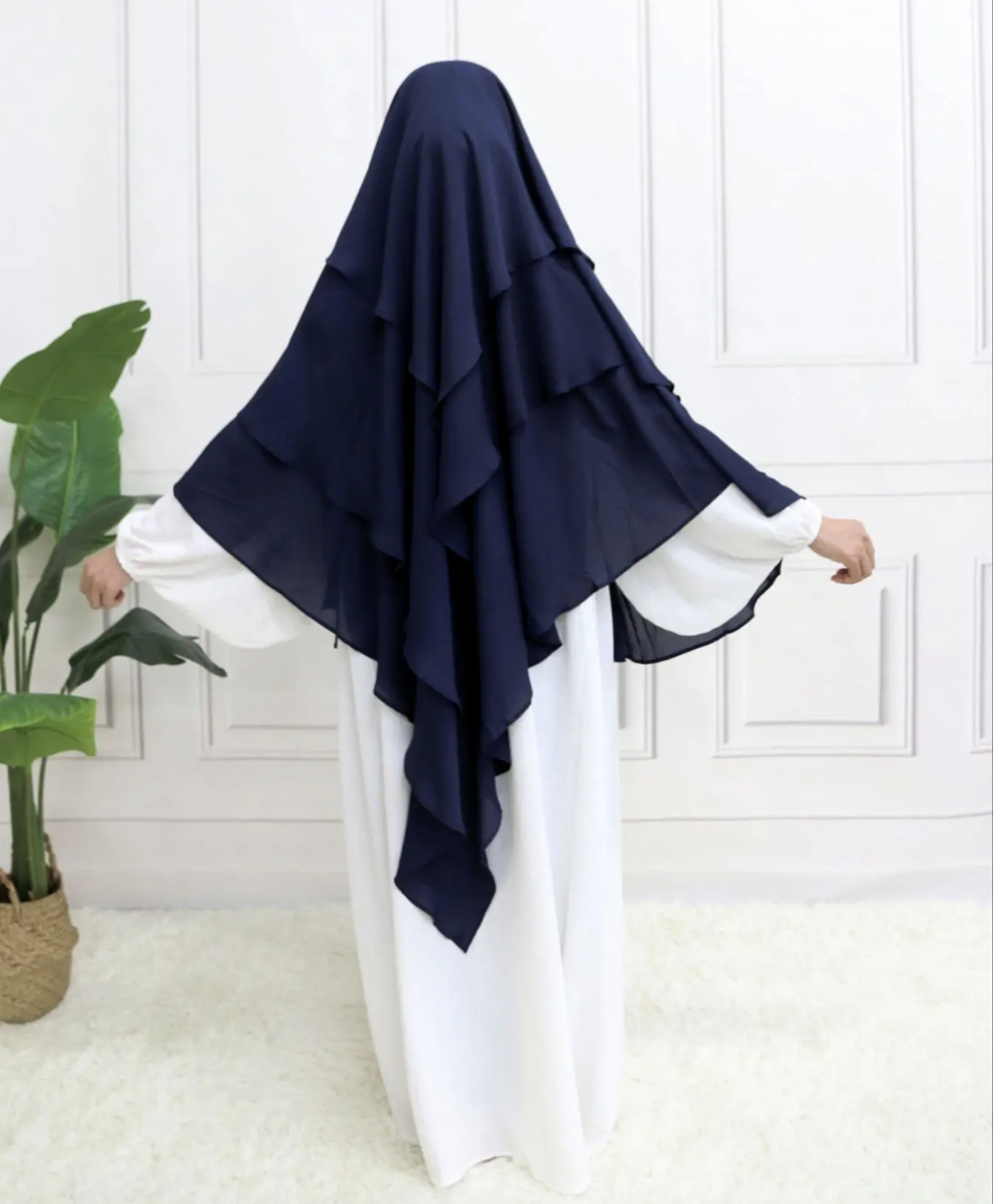 Navy Three Layered Khimar