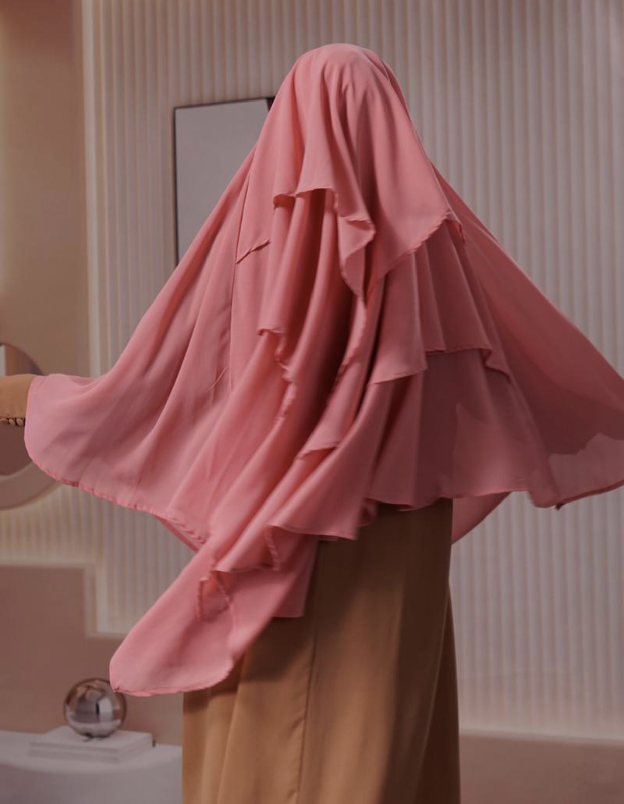 Pink Three Layered Khimar