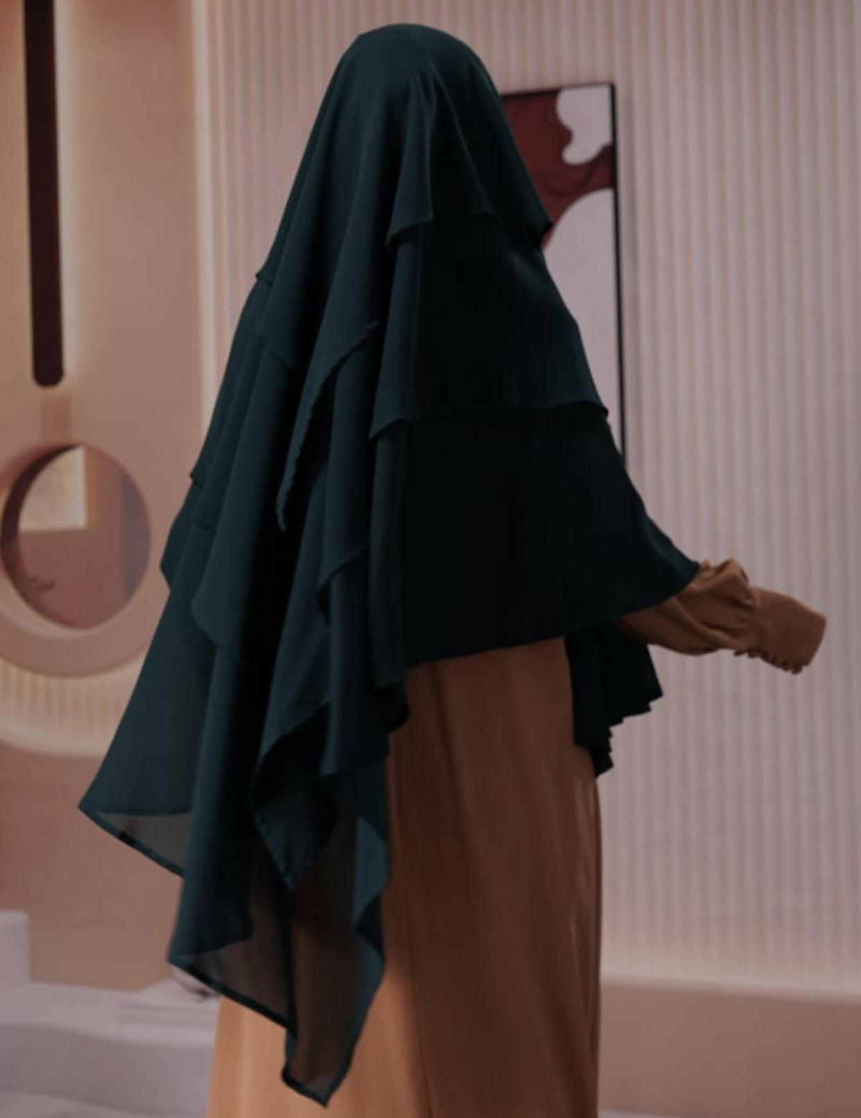 Dark Green Three Layered Khimar