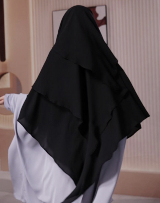 Black Three Layered Khimar