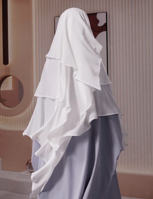 White Three Layered Khimar