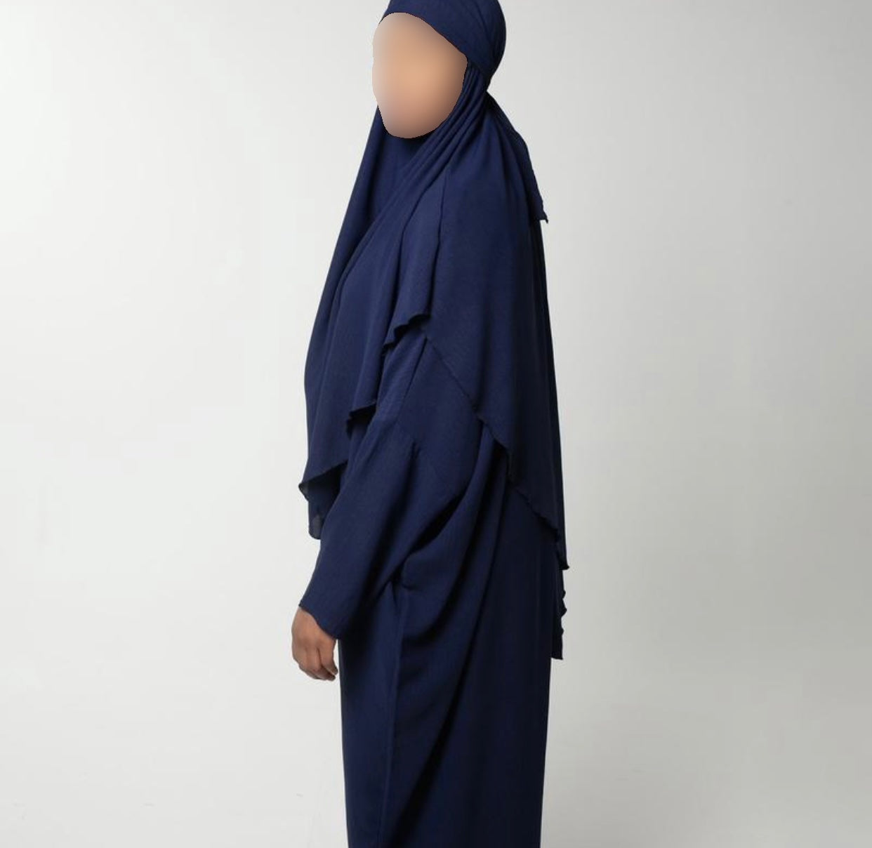 Navy Single Layer Khimar And Abaya Set