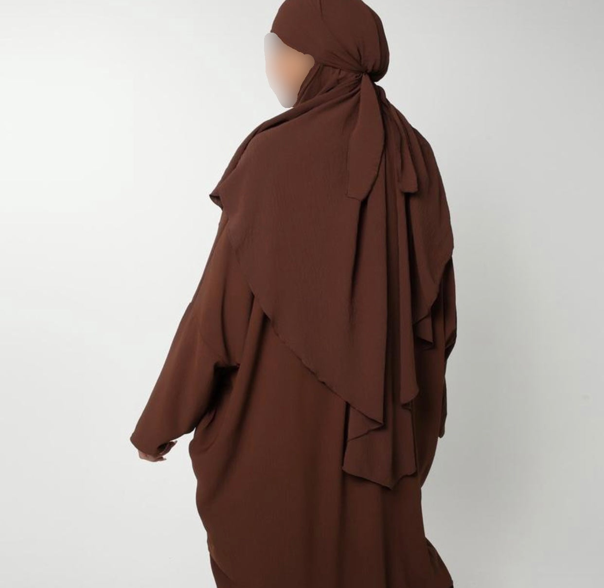 Milk Chocolate Single Layer Khimar With Abaya Set