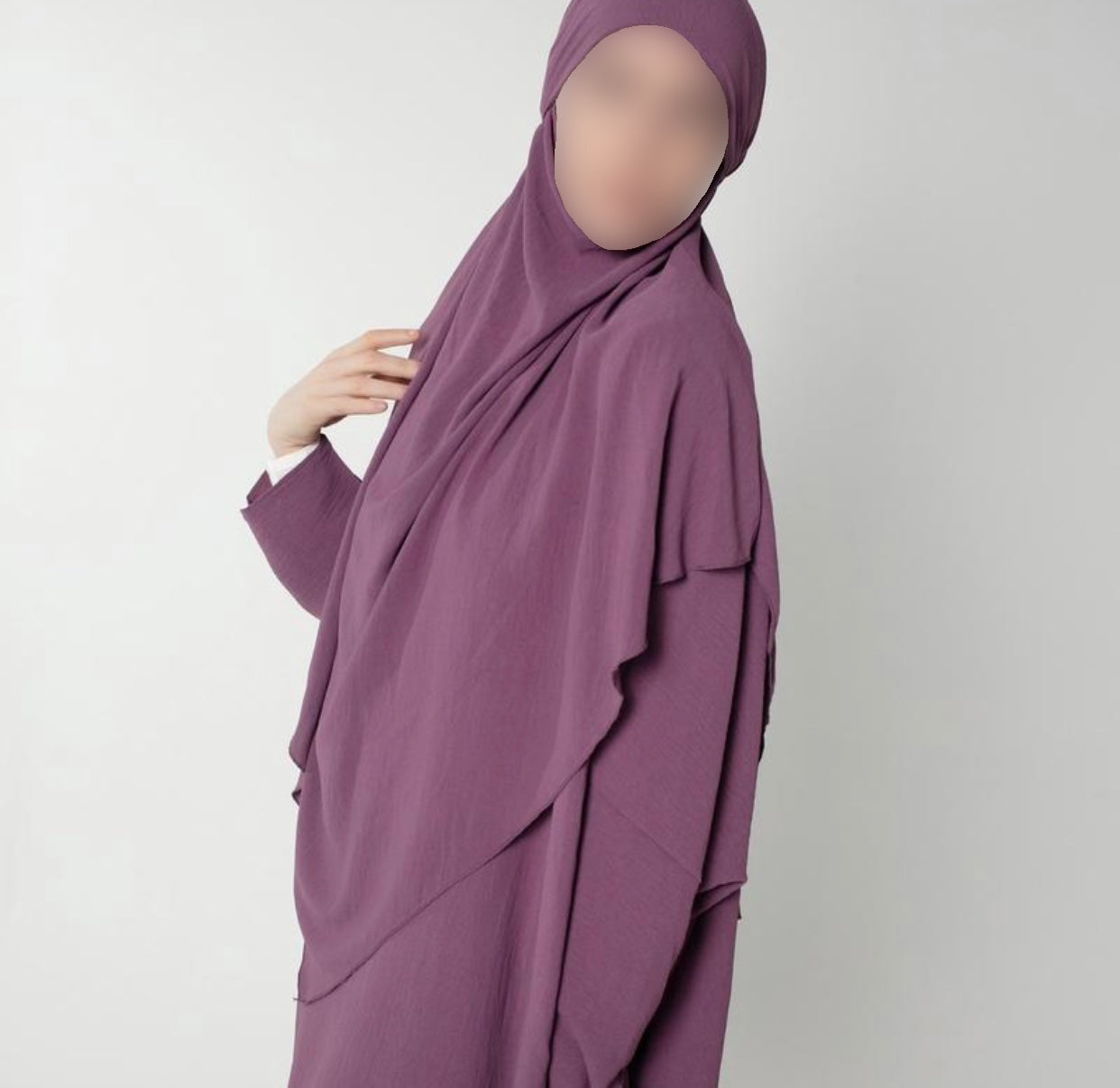 Mauve Single Layer Khimar And Abaya Set