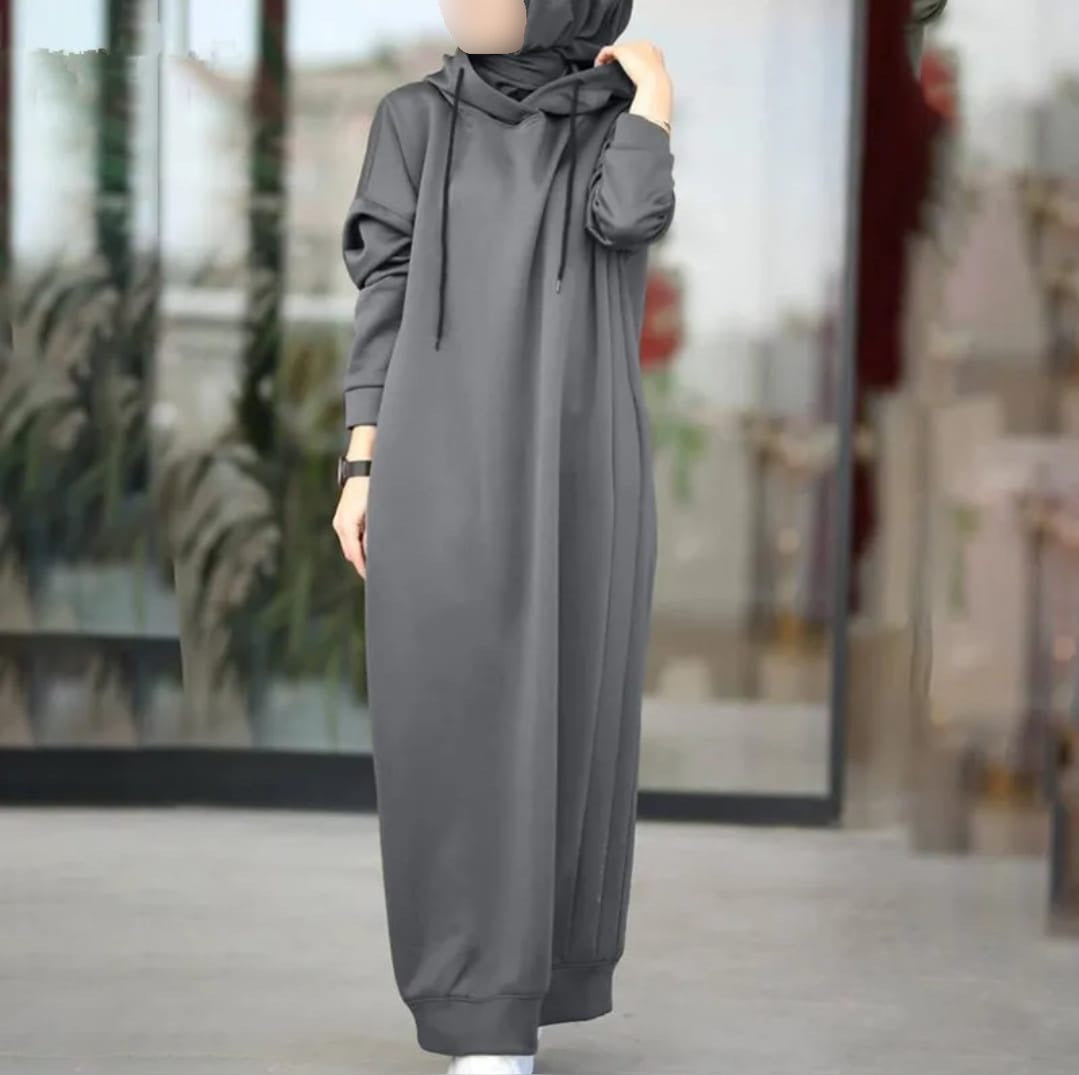 Grey Hooded Abaya